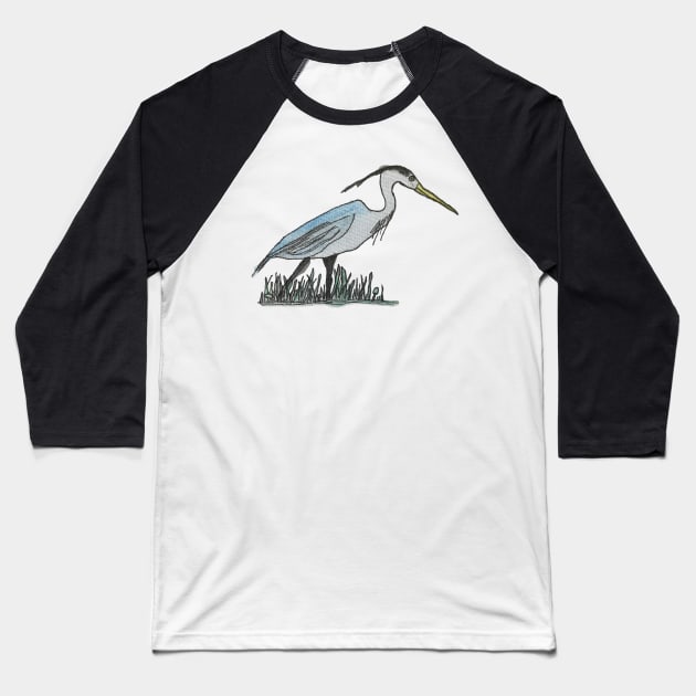 Heron King Baseball T-Shirt by QuarantineAnimals